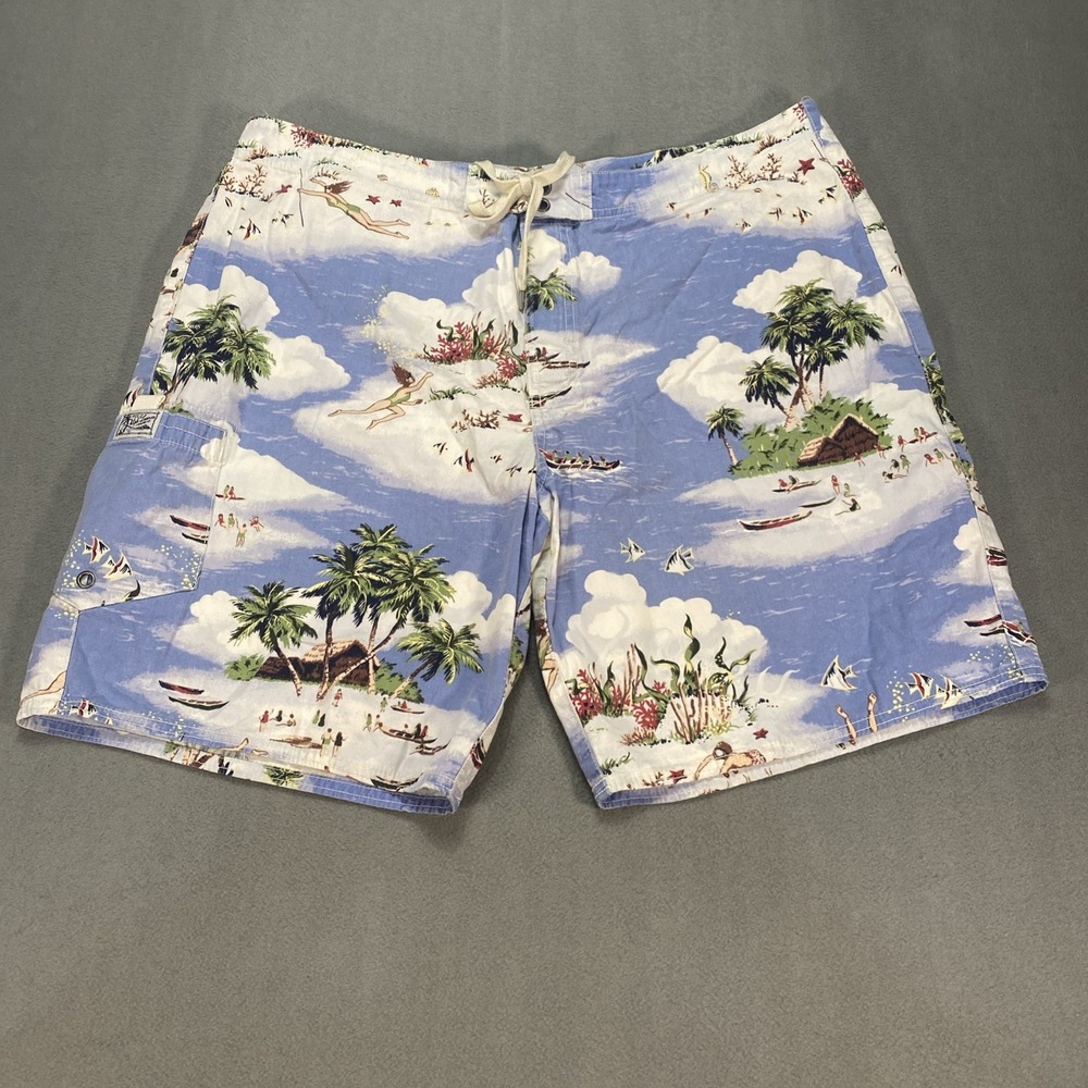 Vintage Polo Ralph Lauren Men 38 Hawaiian Island Print Board Shorts Swim Trunks